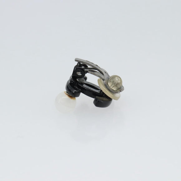 CHANEL COCO Mark Earring Metal Black CC Auth 189989A