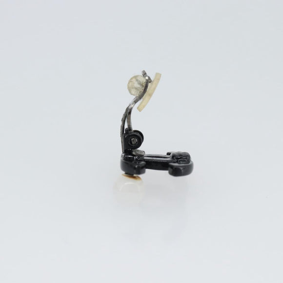 CHANEL COCO Mark Earring Metal Black CC Auth 189989A