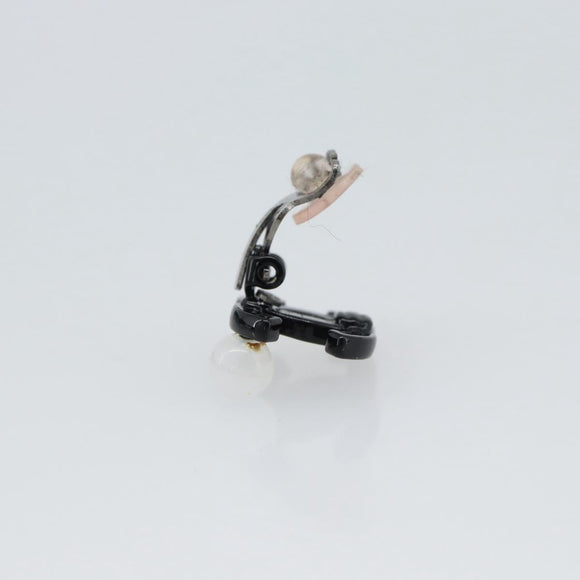 CHANEL COCO Mark Earring Metal Black CC Auth 189989A