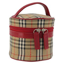 Burberrys Nova Check Vanity Canvas Beige Silver Auth 189990A-1
