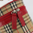 Burberrys Nova Check Vanity Canvas Beige Silver Auth 189990A-14