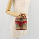 Burberrys Nova Check Vanity Canvas Beige Silver Auth 189990A-20