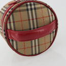 Burberrys Nova Check Vanity Canvas Beige Silver Auth 189990A-7