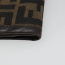FENDI Zucca Canvas Compact Wallet Black Brown Auth 189991A-16