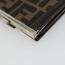 FENDI Zucca Canvas Compact Wallet Black Brown Auth 189991A-17
