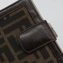 FENDI Zucca Canvas Compact Wallet Black Brown Auth 189991A-18