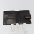 FENDI Zucca Canvas Compact Wallet Black Brown Auth 189991A-9