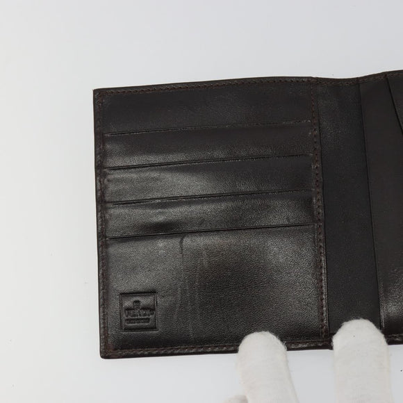 FENDI Zucca Canvas Compact Wallet Black Brown Auth 189991A