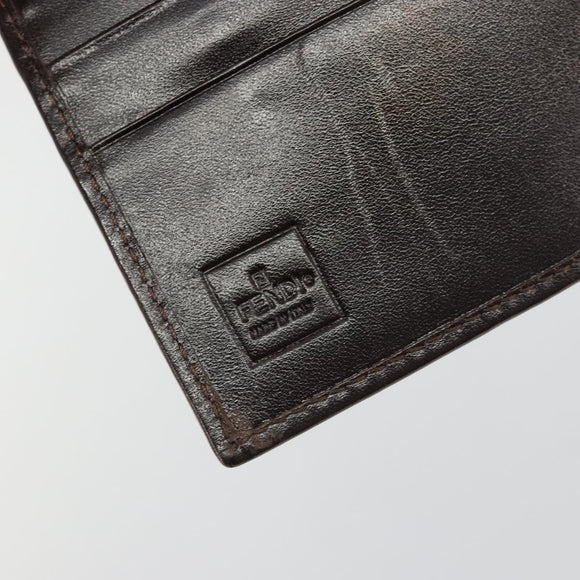 FENDI Zucca Canvas Compact Wallet Black Brown Auth 189991A