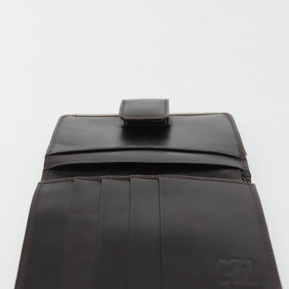 FENDI Zucca Canvas Compact Wallet Black Brown Auth 189991A