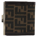 FENDI Zucca Canvas Compact Wallet Black Brown Auth 189991A-2