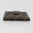 FENDI Zucca Canvas Compact Wallet Black Brown Auth 189991A-4