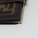 FENDI Zucca Canvas Compact Wallet Black Brown Auth 189991A-14