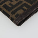 FENDI Zucca Canvas Compact Wallet Black Brown Auth 189991A-15