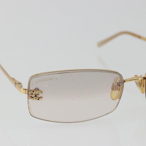 CHANEL COCO Mark Sunglasses Metal Gold Tone CC Auth 189994