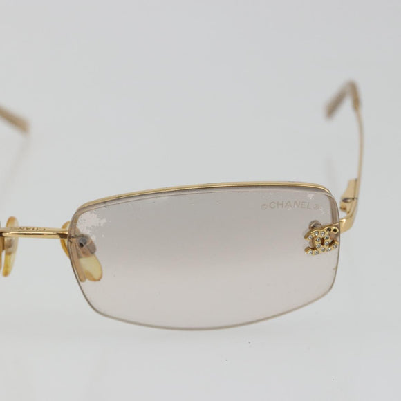 CHANEL COCO Mark Sunglasses Metal Gold Tone CC Auth 189994