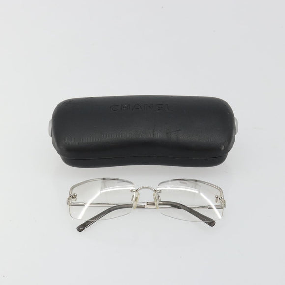 CHANEL COCO Mark Sunglasses Metal Silver CC Auth 189996