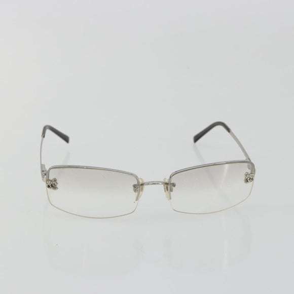 CHANEL COCO Mark Sunglasses Metal Silver CC Auth 189996
