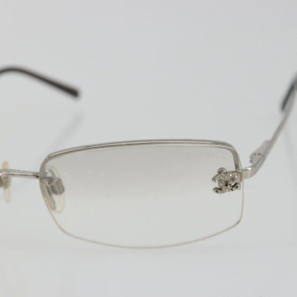 CHANEL COCO Mark Sunglasses Metal Silver CC Auth 189996