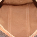 CELINE Macadam Canvas Boston Bag PVC Leather 2 Set Brown Gold Auth 190000-11