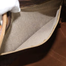 CELINE Macadam Canvas Boston Bag PVC Leather 2 Set Brown Gold Auth 190000-12