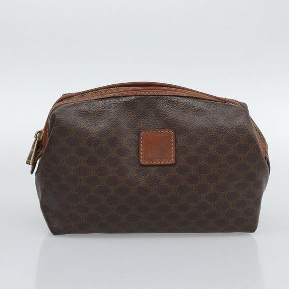 CELINE Macadam Canvas Boston Bag PVC Leather 2 Set Brown Gold Auth 190000