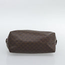 CELINE Macadam Canvas Boston Bag PVC Leather 2 Set Brown Gold Auth 190000-17