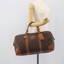 CELINE Macadam Canvas Boston Bag PVC Leather 2 Set Brown Gold Auth 190000-21