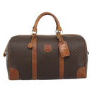 CELINE Macadam Canvas Boston Bag PVC Leather 2 Set Brown Gold Auth 190000-2