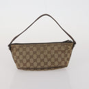 GUCCI GG Canvas Hand Bag PVC 3 Set Black Beige Silver Auth 190003-10