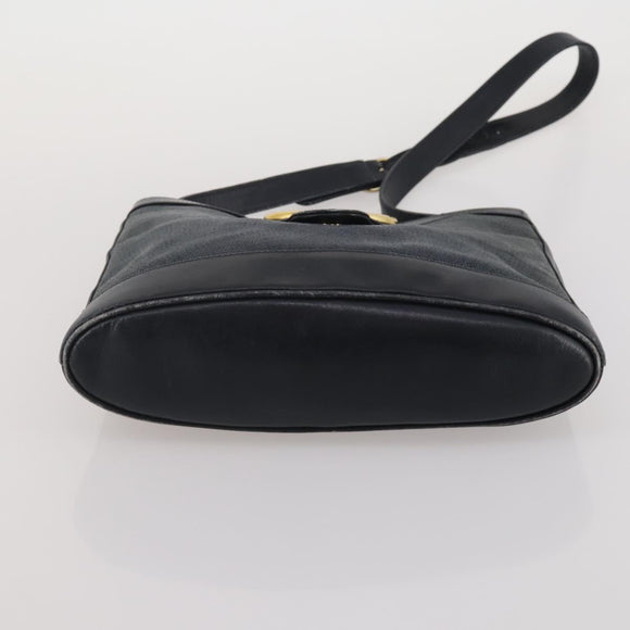 GUCCI GG Canvas Hand Bag PVC 3 Set Black Beige Silver Auth 190003