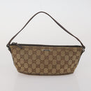 GUCCI GG Canvas Hand Bag PVC 3 Set Black Beige Silver Auth 190003-9