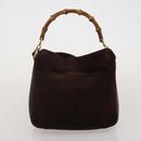 GUCCI Bamboo Hand Bag Suede 2way 2 Set Brown Auth 190005-10