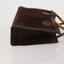 GUCCI Bamboo Hand Bag Suede 2way 2 Set Brown Auth 190005-4