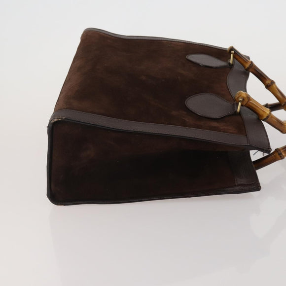 GUCCI Bamboo Hand Bag Suede 2way 2 Set Brown Auth 190005