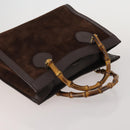 GUCCI Bamboo Hand Bag Suede 2way 2 Set Brown Auth 190005-5