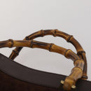 GUCCI Bamboo Hand Bag Suede 2way 2 Set Brown Auth 190005-6
