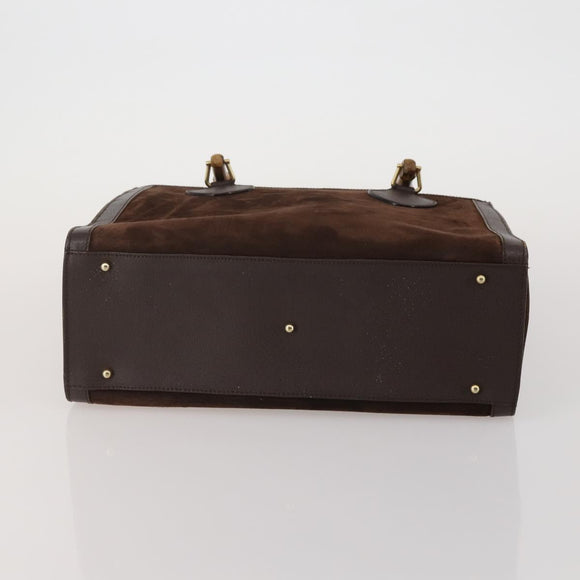 GUCCI Bamboo Hand Bag Suede 2way 2 Set Brown Auth 190005