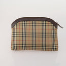 Burberrys Nova Check Clutch Bag Nylon Leather Canvas 6 Set Beige Auth 190007-10