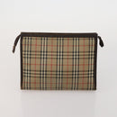 Burberrys Nova Check Clutch Bag Nylon Leather Canvas 6 Set Beige Auth 190007-18