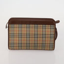Burberrys Nova Check Clutch Bag Nylon Leather Canvas 6 Set Beige Auth 190007-22