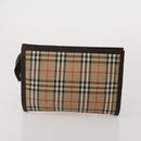 Burberrys Nova Check Clutch Bag Nylon Leather Canvas 6 Set Beige Auth 190007-6