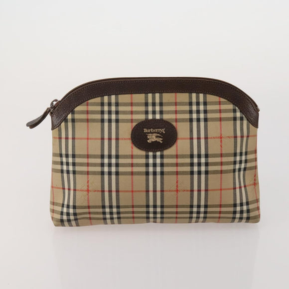 Burberrys Nova Check Clutch Bag Nylon Leather Canvas 6 Set Beige Auth 190007