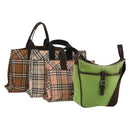 BURBERRY Nova Check Blue Label Hand Bag Canvas 4 Set Green Beige Auth 190010-1