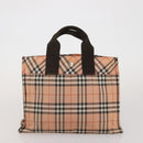 BURBERRY Nova Check Blue Label Hand Bag Canvas 4 Set Green Beige Auth 190010-14