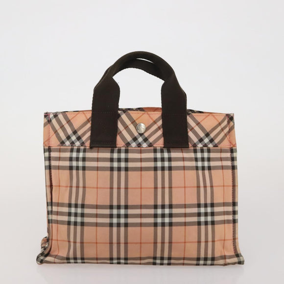 BURBERRY Nova Check Blue Label Hand Bag Canvas 4 Set Green Beige Auth 190010