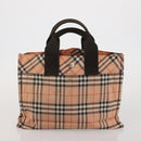 BURBERRY Nova Check Blue Label Hand Bag Canvas 4 Set Green Beige Auth 190010-15