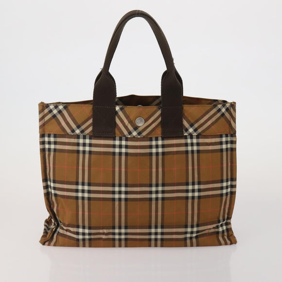 BURBERRY Nova Check Blue Label Hand Bag Canvas 4 Set Green Beige Auth 190010