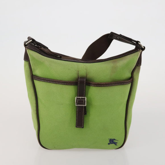 BURBERRY Nova Check Blue Label Hand Bag Canvas 4 Set Green Beige Auth 190010