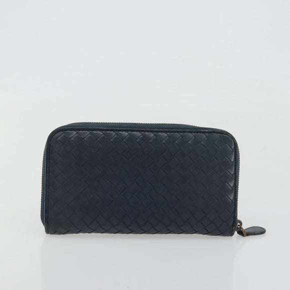 BOTTEGA VENETA INTRECCIATO Wallet Leather 4 Set Navy Brown beige Auth 190015